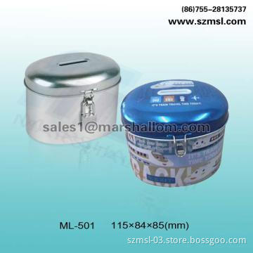 coin box with lock, tin box, money box, metal box